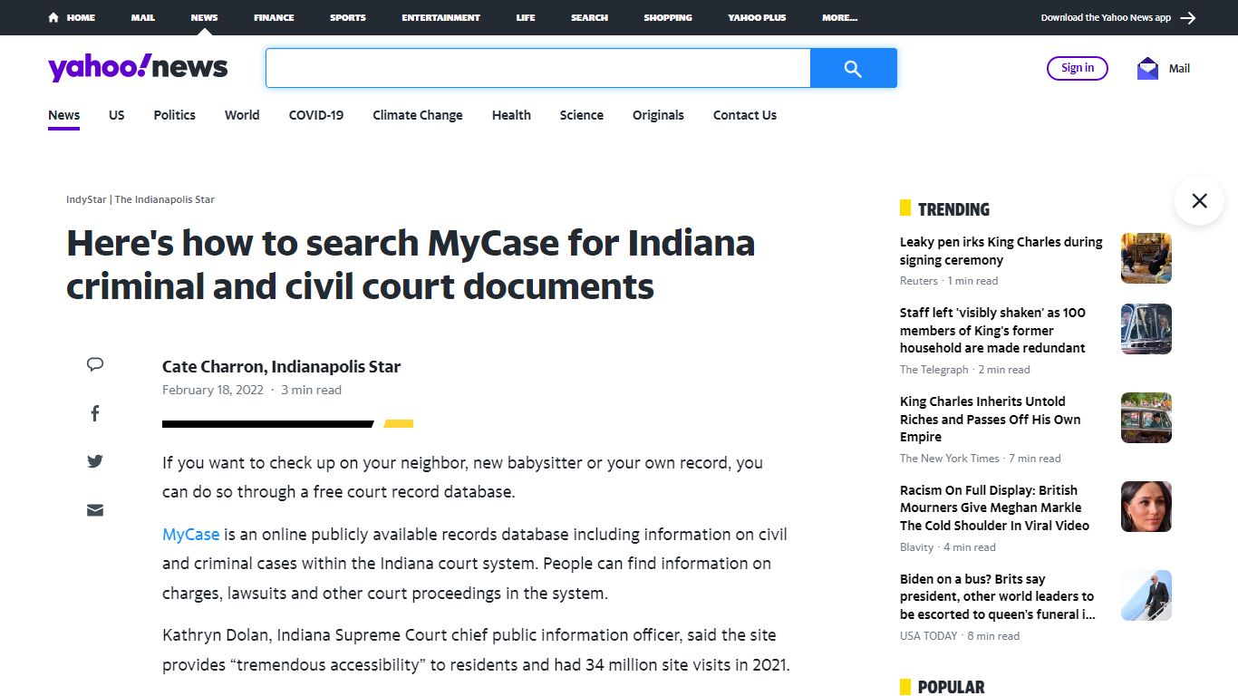 Here's how to search MyCase for Indiana criminal and civil court documents